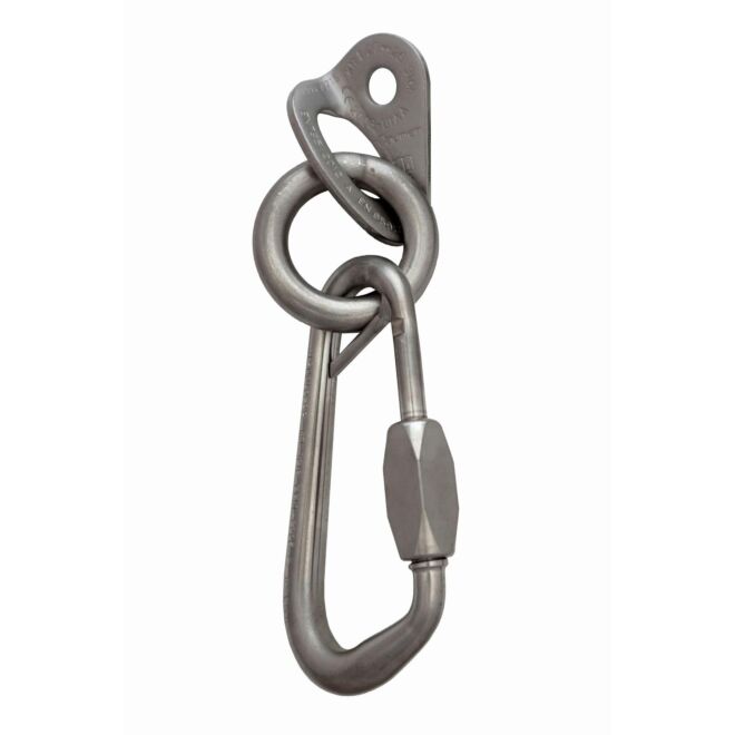 Raumer Placchetta inox Rock Ø10 + Anello Ø10 + Moschettone Ring Safety 13 version Marina
