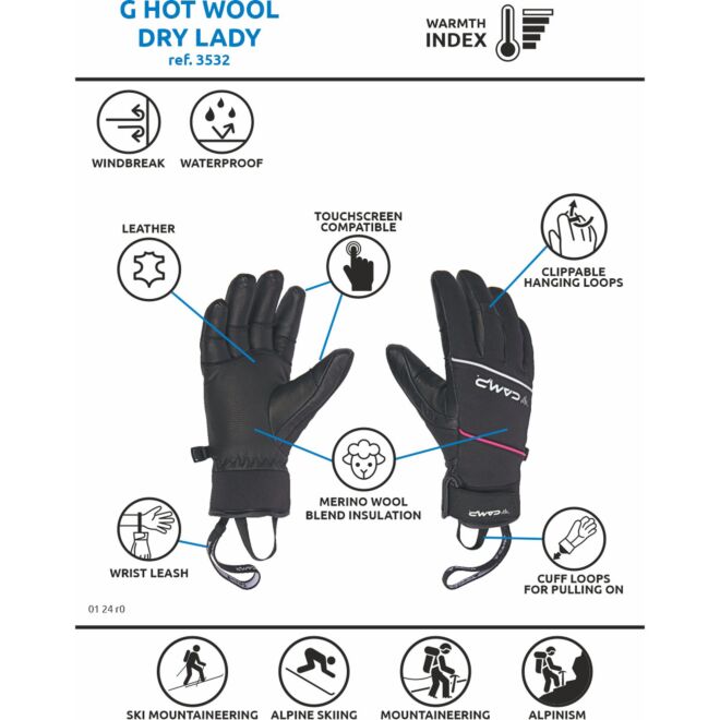 CAMP G Hot Wool Dry Lady handskar alpinism för damer