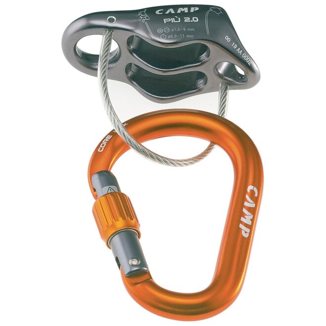 CAMP Più 2.0 Belay Kit belay device bucket climbing + carabiner