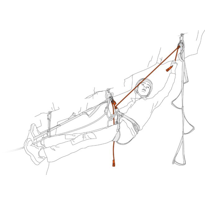 Petzl Dual Evolv Adjust lanyard blå justerbar dubbel lanyard klättring