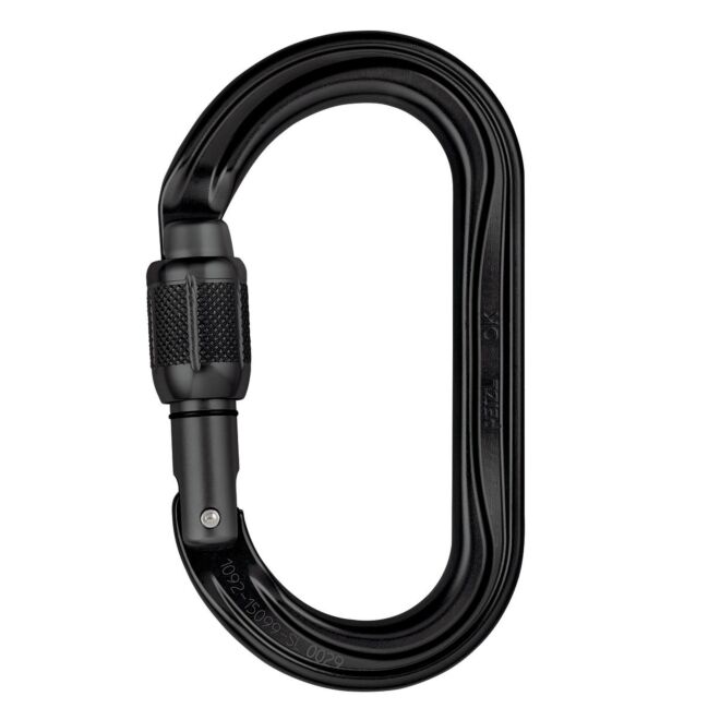 Petzl OK SCREW-LOCK Black oval karbin med skruvlås klättring