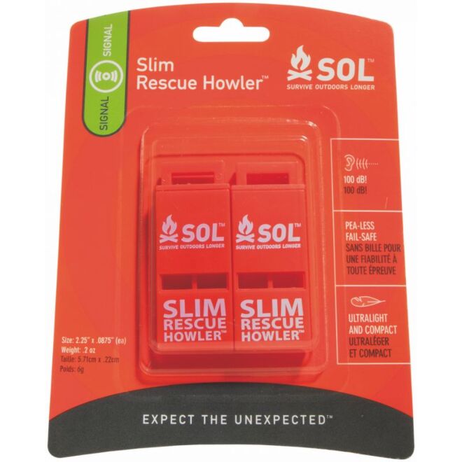 SOL Slim Rescue Howler Whistle emergency whistle pair