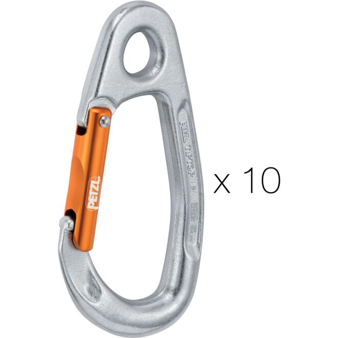 Petzl Tiptop Steel (pack om 10) klätter säkringskarbin