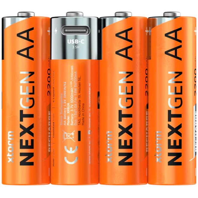 Xtorm Rechargeable AA Batteries USB-C uppladdningsbara batterier paket om 4