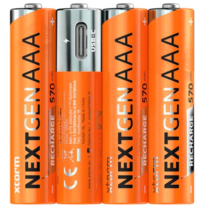 Xtorm Rechargeable AAA Batteries USB-C uppladdningsbara batterier paket om 4